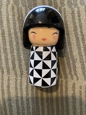 Collectable Miniature Japanese Wooden Kokeshi Doll Checked Dress • £2.99
