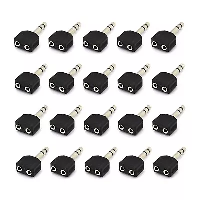 20 X 6.35mm Stereo Jack Plug To 2 X 3.5mm Twin Stereo Jack Socket Y Splitter • £8.99