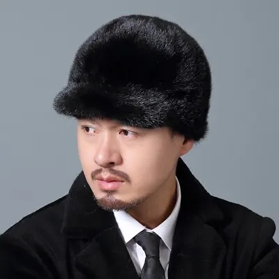 Winter Men Real Mink Fur Hat Headgear Beanie Beret Cap • $38