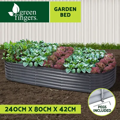 Greenfingers Garden Bed 240X80X42cm Oval Planter Box Raised Container Galvanised • $119.95