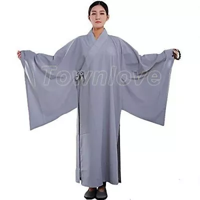 Shaolin Unisex Monk Kung Fu Robe Costume Long Gown Meditation Suit Clothing • $34.25