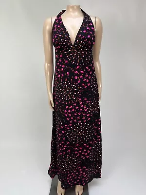 Vintage 70's Dress Maxi Polyester Floral Halter High Tide Long Boho 13/14 PP18 • $35.99