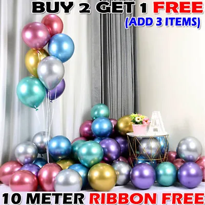 10-50 CHROME BALLOONS METALLIC LATEX PEARL 10  Helium/Air Wedding Birthday Party • £6.59