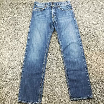 Hugo Boss Jeans Maine Selvedge Straight Leg 100% Cotton Blue Mens 33x32 • $56.99