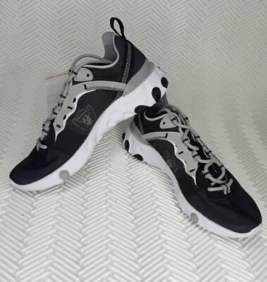 Nike React Element 55 Las Vegas Raiders Black/grey Shoes Mens Sz 7 Ck4803-001 • $89.99