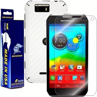 ArmorSuit Motorola Photon Q 4G LTE Screen Protector + White Carbon Skin USA • $18.45