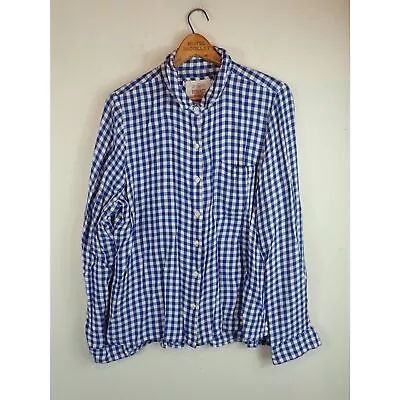 SO Soft Flannel Blue White Plaid Perfect Shirt Relaxed XL Button Front  • £11.40