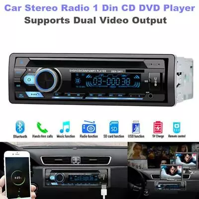 Car Stereo Bluetooth Player MP3 USB LCD Display Digital Clock Radio 1 Din CD DVD • $86.09