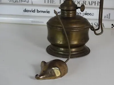 Vintage Brass Mouse Long Tail Paperweight & Hurricane Lamp Decor • $9.02