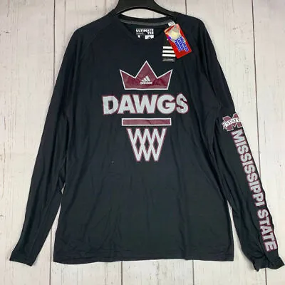 Mississippi State Dawgs NCAA Adidas Large Ultimate Tee Black Sweatshirt New Men • $24.99