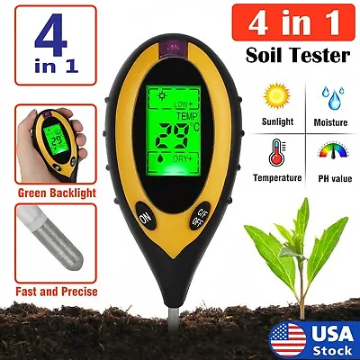 4 In 1 PH Tester Soil Water Moisture Light Test Meter For Garden Plant Seeding • $9.99