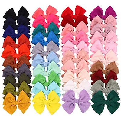 $31.55 • Buy 40PCS Big Hair Bows For Girls Twill Fabric Bows Hair Bows Clips Toddler Hair 