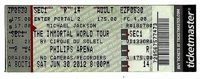 Cirque Du Soleil Michael Jackson Immortal World Tour 6/30/12 Atlanta Ticket! • $5.99