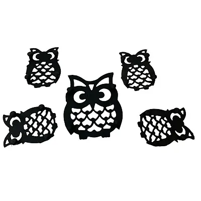 Owl Trivets Vintage Black Cast Iron Charming Kitchen Decorative Set Of 5 Retro • $39.99