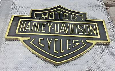 Harley Davidson Motorcycle Emblem Badge Metal Sticker Black And Gold Decal • $14.95