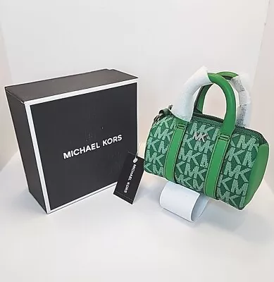 Michael Kors Micro Duffle Key Fob Charm PALM Green Gunmetal Hardware NWT & Box • $54.25