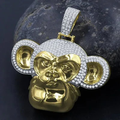 Genuine New Sterling Silver  Monkey  (Feral) Cubic Zirconium Pendent Charm Set • $99.99