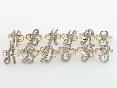 14k Yellow Gold Diamond Initial Letter Ring • $359