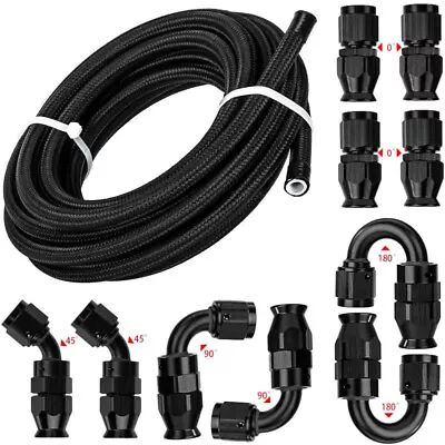 6AN-8AN-10AN Black Nylon E85 PTFE Fuel Line 10-30FT W/6 Or 10 Fittings Hose Kit • $35.95