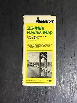 Hagstrom Map | Streetmap | 25-Mile Radius From Columbus Circle NYC | Road Map • $8.99