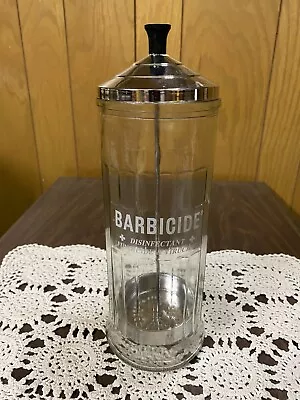 Vintage Barbicide Disinfectant Glass Jar Container King Research Inc 11  • $15