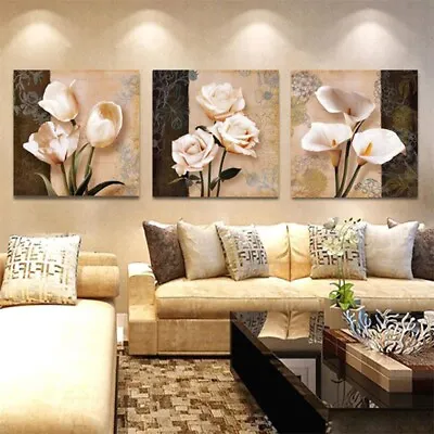 3x/Set Modern Flower Canvas Painting Wall Art Home Picture Print Unframed-Decor • $18.09