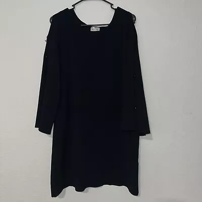 MILLY Button Bell Sleeve Button Knit Dress Black Large L • $9.99