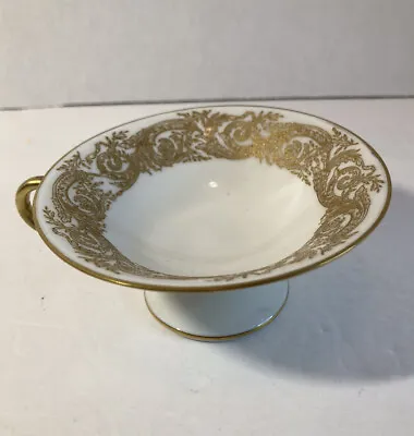 T V Limoges France Pedestal White Tea Coffee Cup Gold Trim • $9.95