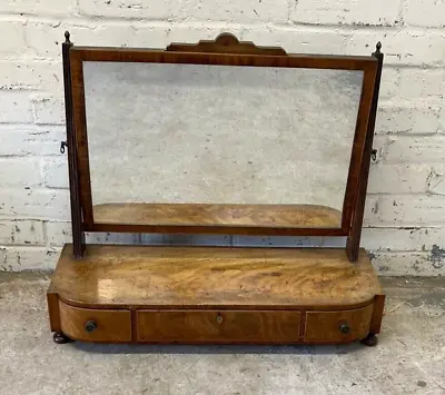 Antique Victorian Walnut Toilet Mirror Vanity Mirror (Can Deliver) • £124.99