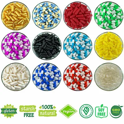 £11.99 • Buy HPMC Vegan Empty Capsules Coloured Pharmaceutical Size 000 00 0 1 2 3 4 Caps