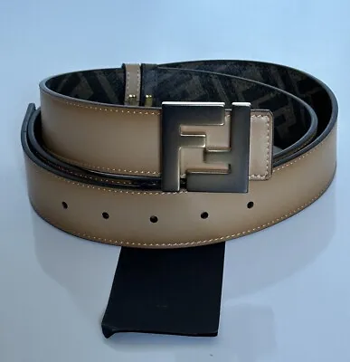 NIB $630 Fendi FF Calf Leather Black&Brown Reversible Belt 105/42 7C0468F Italy • $359.99