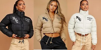 £29.99 • Buy Womens Ladies Quilted Winter Coat Thick Puffer Padded Crop Varsity Jacket Parka