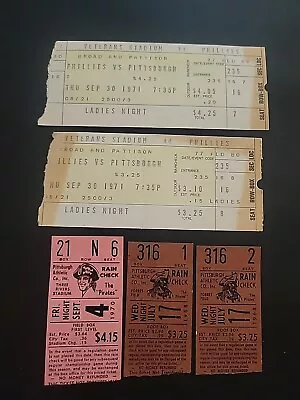 (5) Vintage Pittsburgh Pirates Ticket Stubs 1968-1971 Clemente Stargell • $1.87