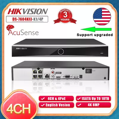 Hikvision 4CH 4POE 4K NVR AcuSense Network Video Recorder DS-7604NXI-K1/4P 12MP • $161.03