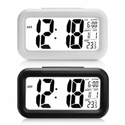 Silent LED Digital Alarm Clock Date Temperature Display Snooze Auto Light Sensor • £7.99