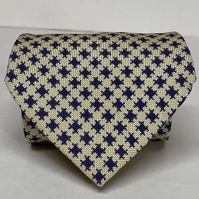 Dunhill London Tie Pattern Geometric Beige Blue Necktie Italy.               A41 • $14.88