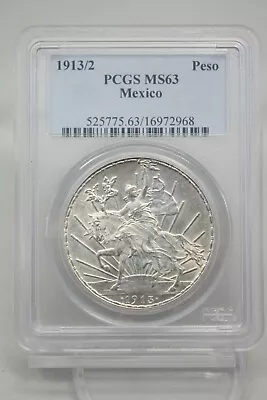 1913/2 Mexico Peso Silver Caballito KM453 PCGS MS63 #2968 • $2750