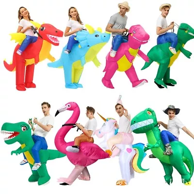 Adult Inflatable Dinosaur Blow Up Outfit Ride On Costume Kid T Rex Fancy Dress • $45.99