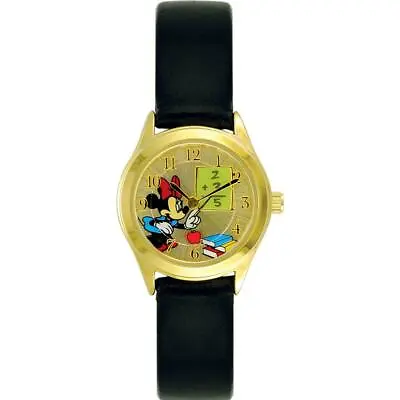 Minnie Mouse Teacher Watch W/Goldtone Case Champagne Dial & Black Leather Dial • $29.99