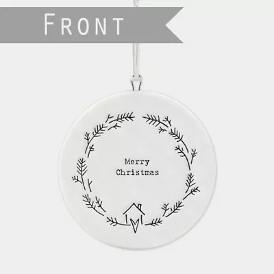 East Of India Flat Porcelain Bauble Wreath Merry Christmas  Xmas Decoration Gift • £4.99