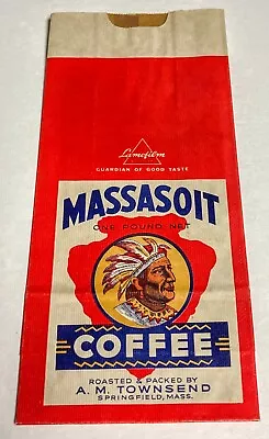 Masssasoit Coffee Sack Springfield Massachusetts Indian American Arrowhead Old • $48.88