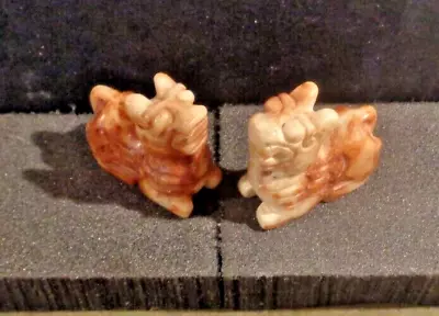 Vintage Pair Small Early 20th Century Hand Carved Stone Foo Dogs Figures • $8.99