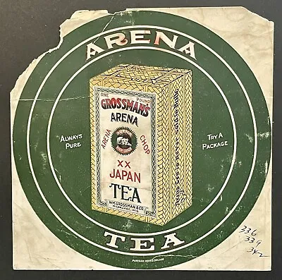 Vintage 1920’s Grossman’s Arena Tea Parisian Novelty Co. Salesman Sample Sign • $25