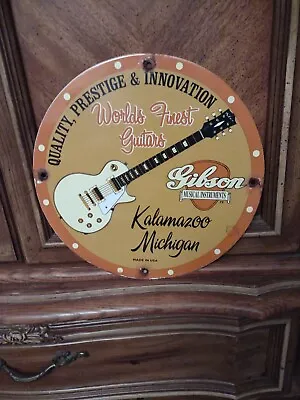 Vintage Gibson Guitars Porcelain Stratocaster Sign Sales Service Gas Oil Amp • $195