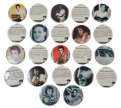 X22 Elvis Presley Buttons Pins Lot Facts Music Collection 1990s • $25