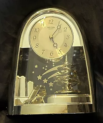 VTG RHYTHM MAGICAL SPIRAL MOVEMENT GOLD TRANSLUCENT MANTLE CLOCK No 4SG607 Japan • $49.99