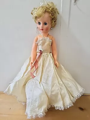 Vtg 50 Miss America Doll 19  Revlon Blue Sleepy Eyes Crown Stockings • $52