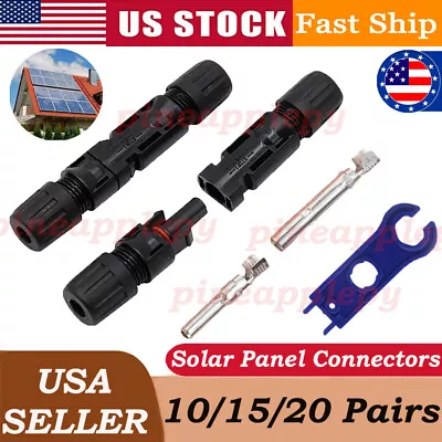 20/5 Pair Solar Cable Connectors 4-6mm 30Amp Waterproof Solar Panel Wire Joiners • $13.95