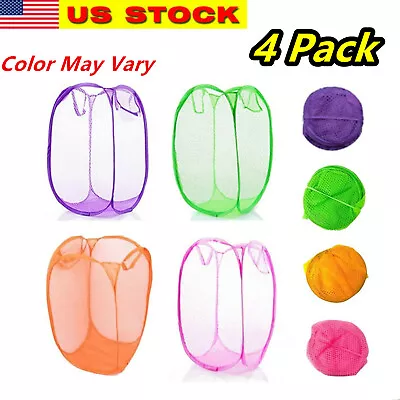 4x Big Pop Up Folable Laundry Basket Mesh Hamper Washing Clothes Bag Storage Bin • $15.99