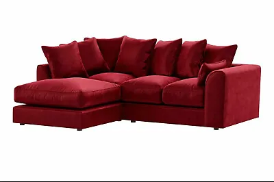 £389 • Buy Plush Velvet Sofa Corner Suite Set Red Left Right 3 2